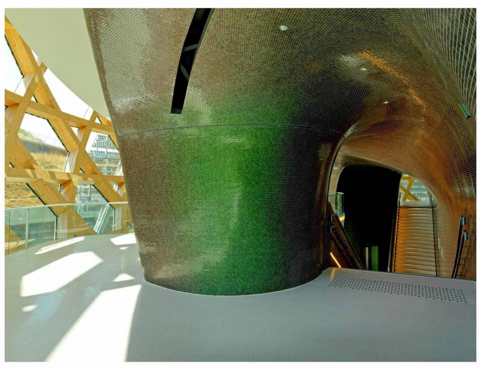 Des doublages cintrés et décorés de mosaïque sur la Seine Musicale