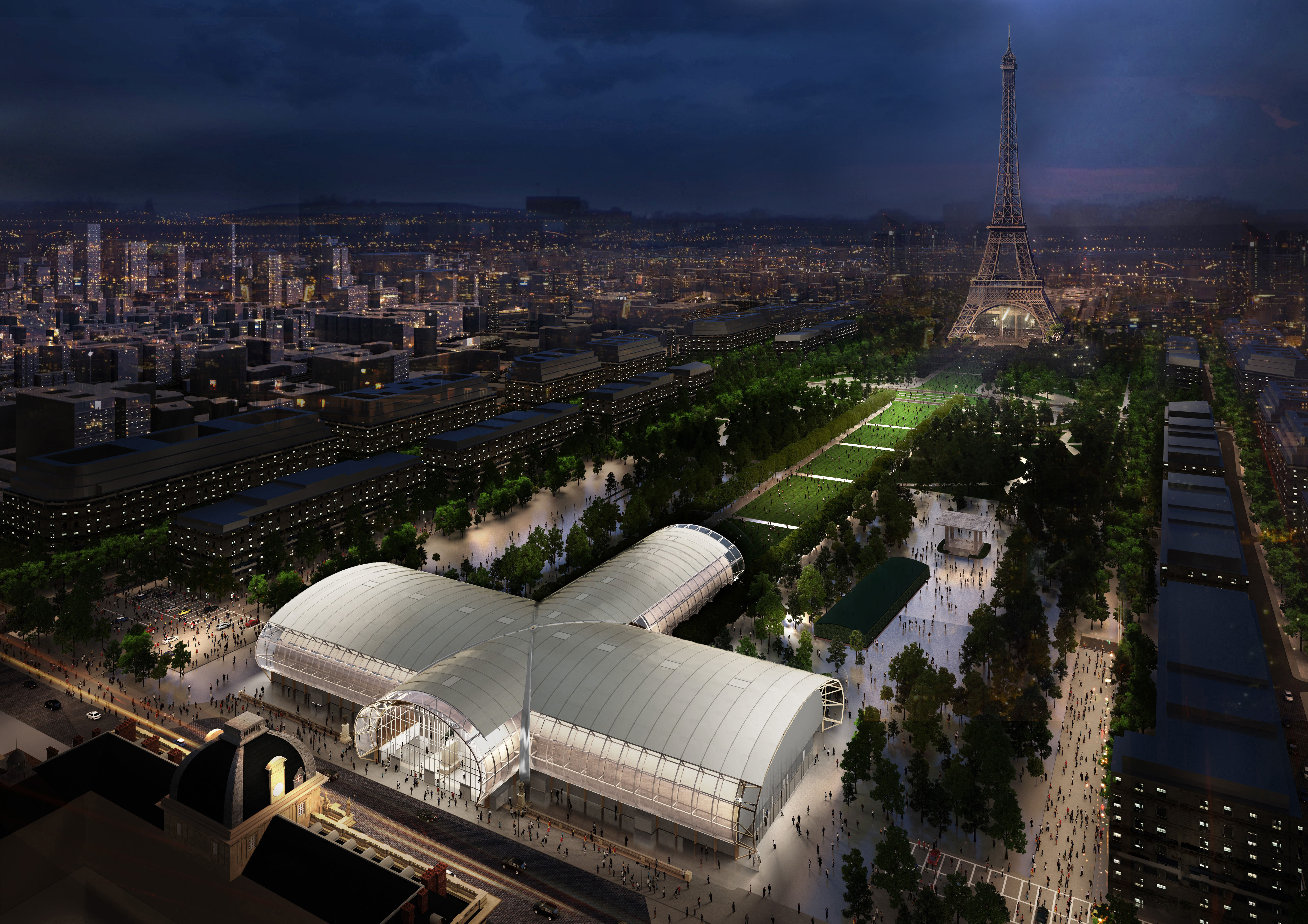 Grand Palais Éphémère : un bâtiment démontable en bois pour accueillir les évènements