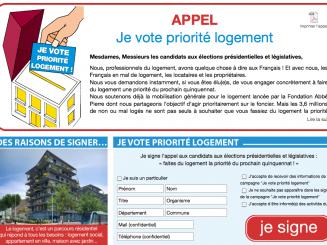 Priorité au logement: des professionnels lancent une pétition