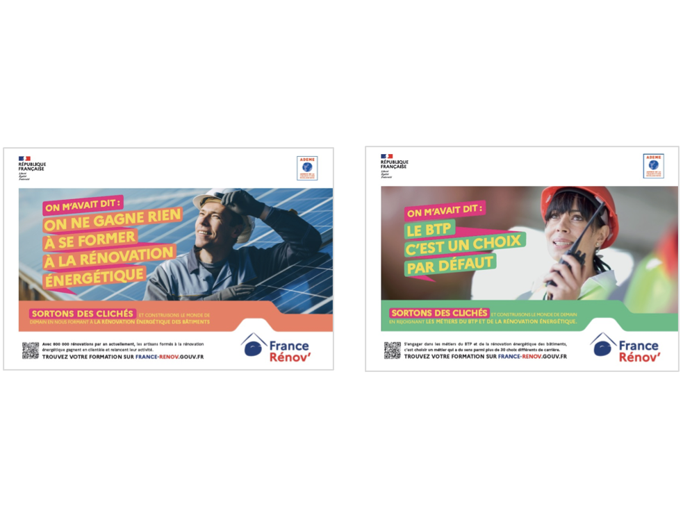 Campagne publicitaire pour les métiers du BTP et de la rénovation énergétique des bâtiments