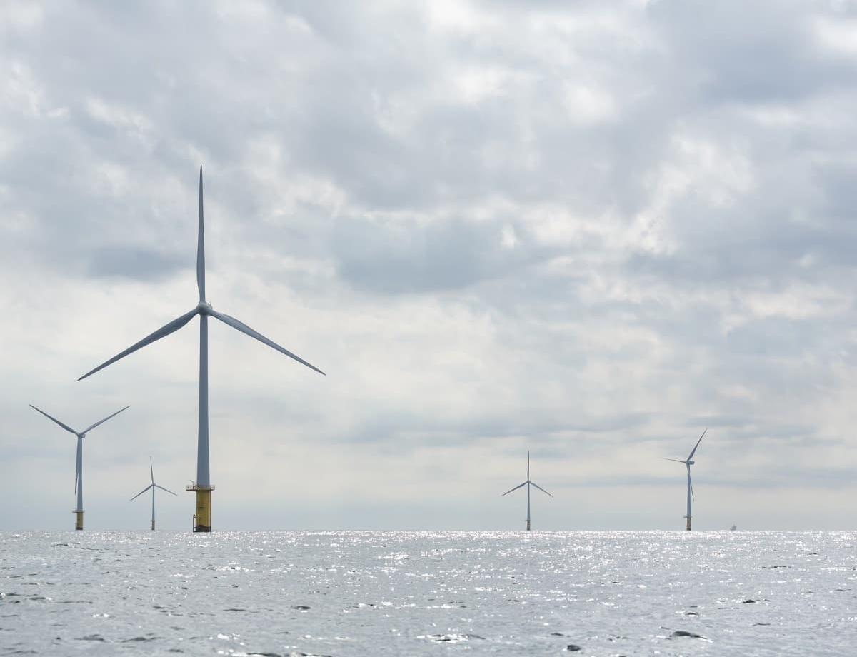 Champ d'éoliennes en mer