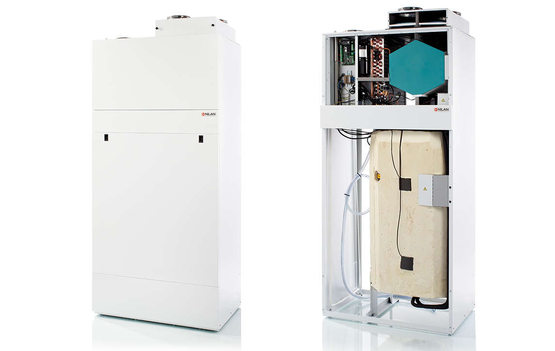 Une pompes à chaleur Nilan Compact P sur air extrait ouverte