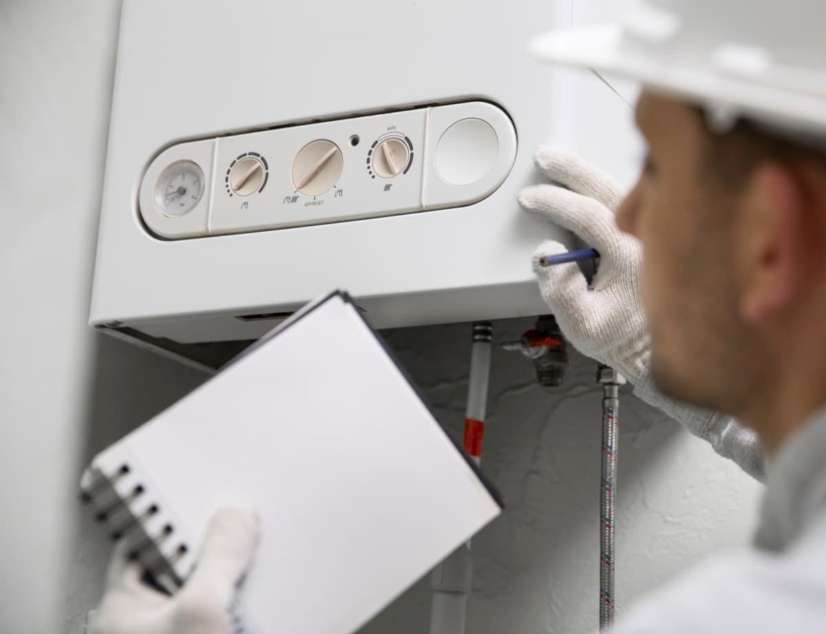 Chauffe eau à gaz en réparation