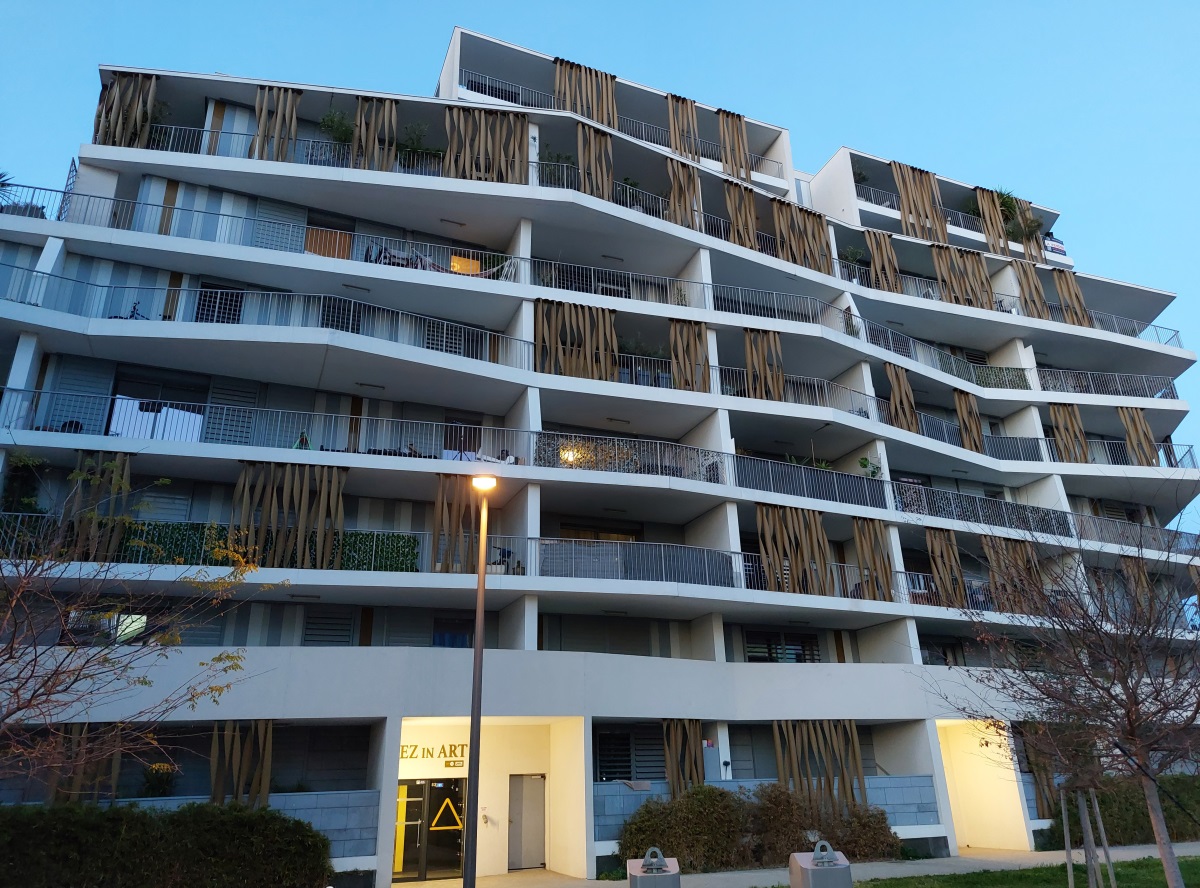 La résidence "Lez in Art", à Montpellier, comportant 87 logements, dont 17 en logements intermédiaires. © Laure Pophillat