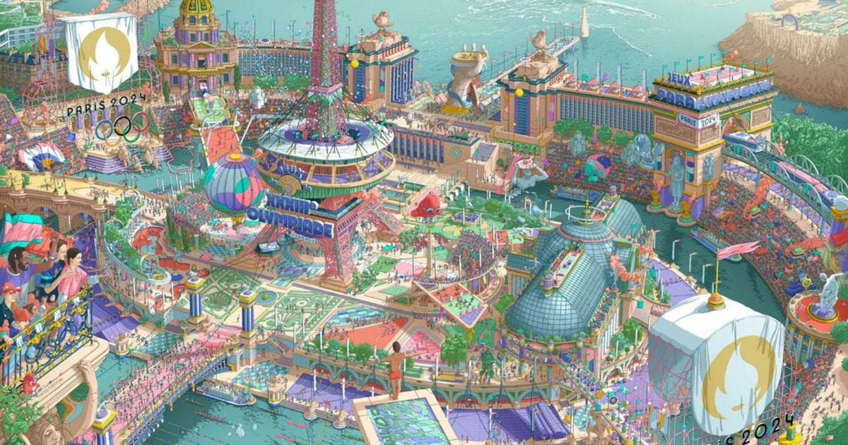 Affiche officielle des JO 2024, dessinée par Ugo Gattoni. © Ugo Gattoni