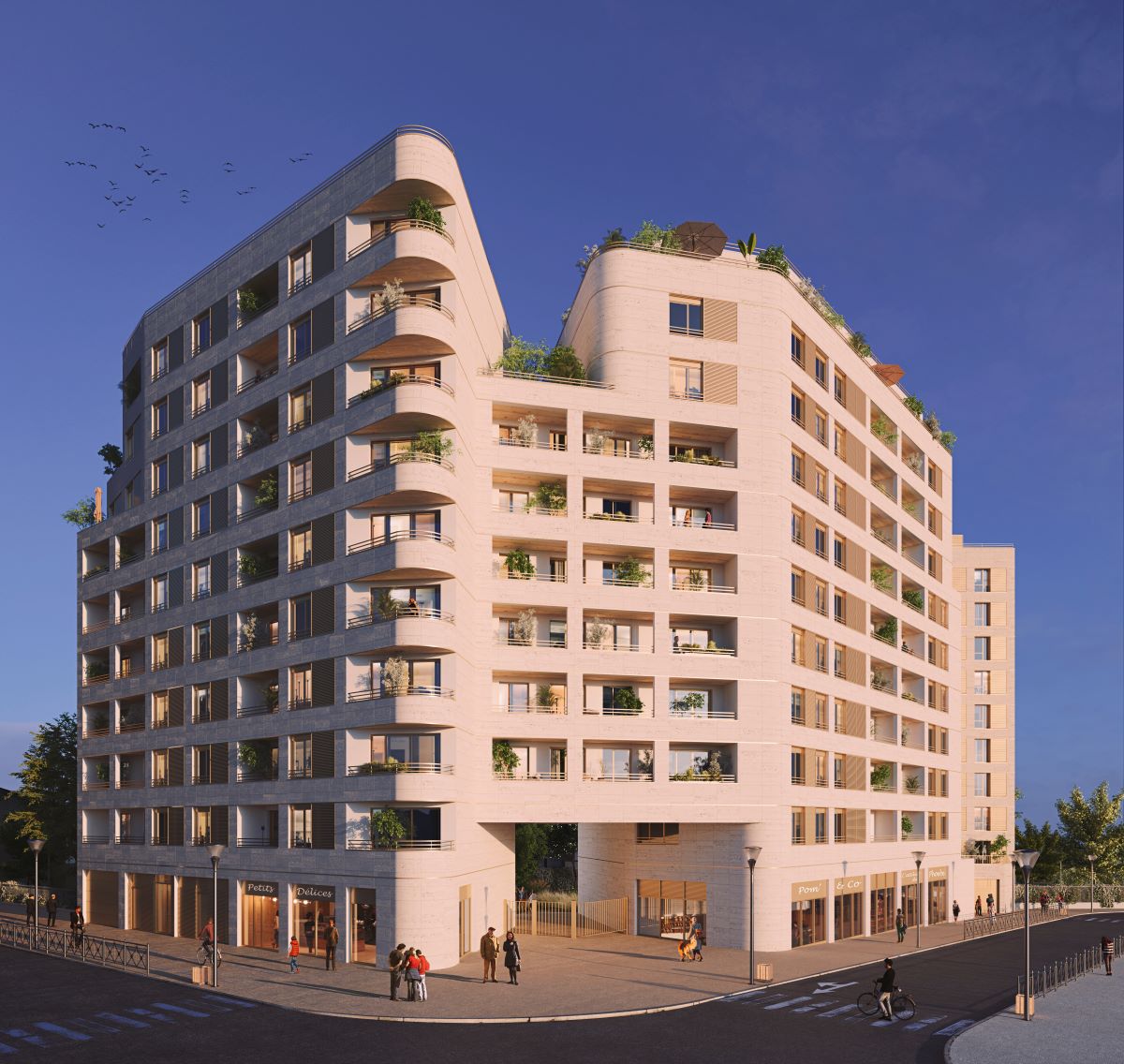 Cet ensemble de près de 250 logements à La Garenne-Colombes, du promoteur Woodeum x Pitch Immo, est compatible avec les exigences RE2020. © Woodeum