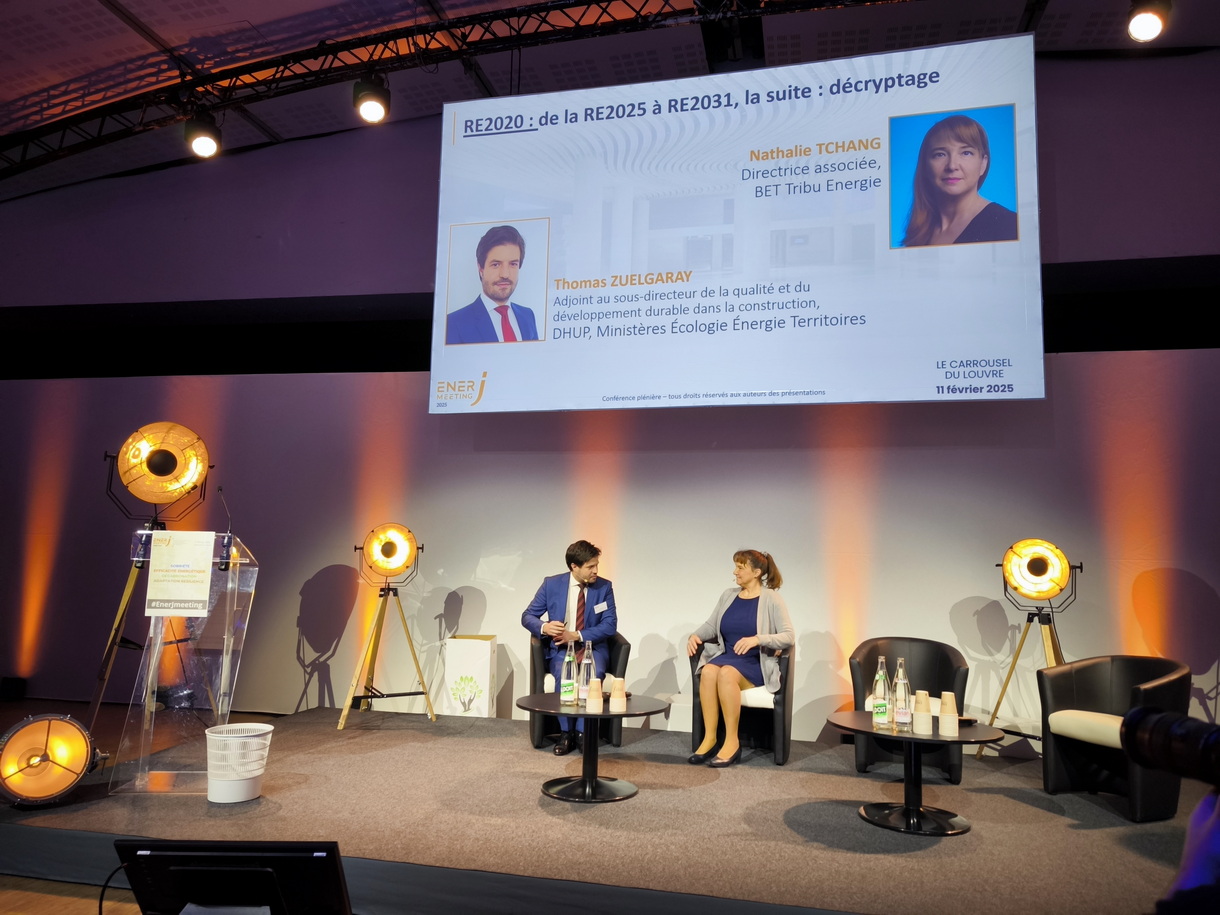 Thomas Zuelgaray de la DHUP et Nathalie Tchang du BE T Tribu Energie ont présenté les évolutions de la RE2020 prévues entre 2025 et 2031