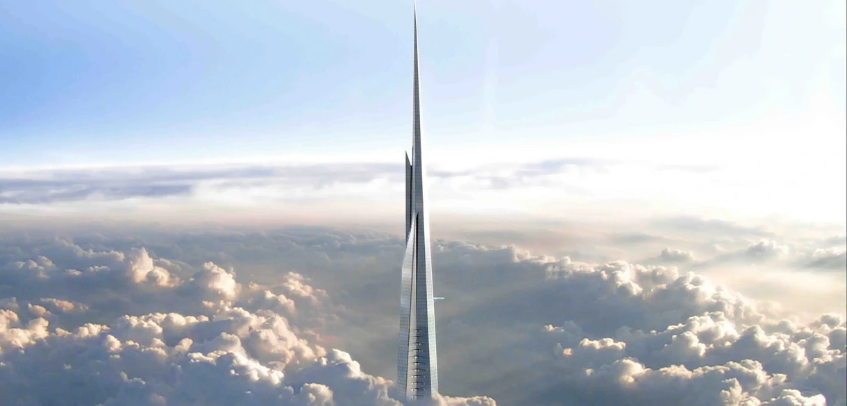 Une illustration de la Jeddah Tower qui dépasse des nuages