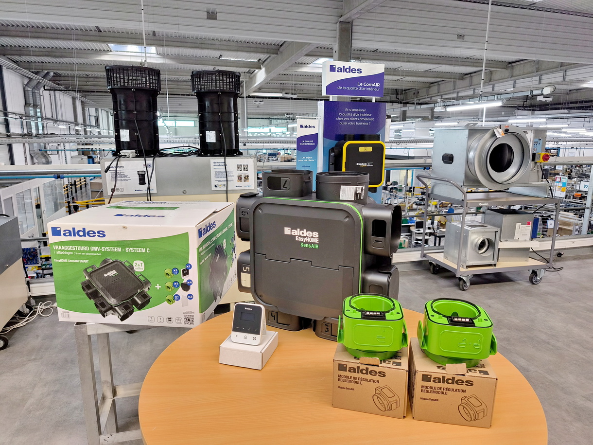 Les nouveautés d'Aldes en ventilation individuelle, exposées dans son usine de Collégien, près de Marne-la-Vallée. © Pascal Poggi