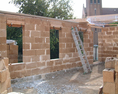 Béton de chanvre et bois sur une extension